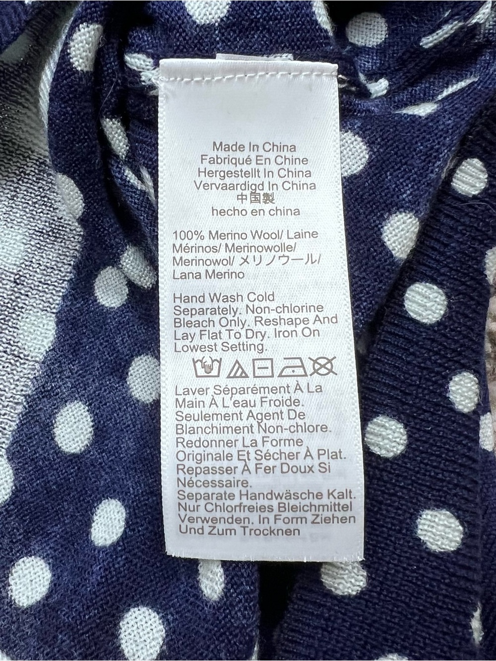 J. Crew Women’s Carolyn Cardigan Navy White Polka-Dot 100% Merino Wool sz Med - Picture 10 of 14